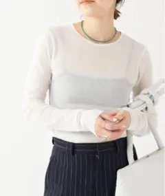新品未使用　Plage メッシュシアーロンT ホワイト プラージュ Plage 《追加予約》Flocky Mesh ロンT （ホワイト