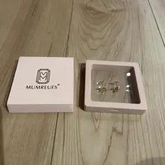 MUMREUES リボン ピアス ゴールドカラー