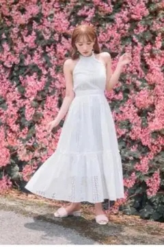 MISTREASS Cotton Race Halter Neck Dress