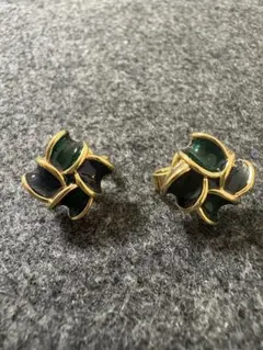 D'ORLAN ドーラン イヤリング ゴールドカラー グリーン系 ヴィンテージ