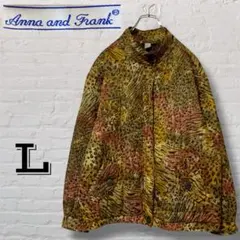 90s　ショート丈中綿ブルゾン　レオパード柄　ヒョウ柄　総柄　USA古着