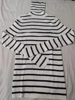 UNIQLO リブタートルネックニット ボーダー