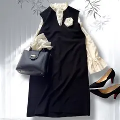 体型カバー✨ママスーツ パール付ワンピース キャンディスリーブ セレモニー L