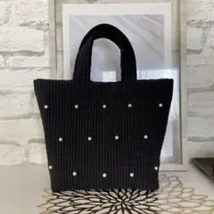 No.87 ヌビバッグ　トートバッグ　ブラック　パール付