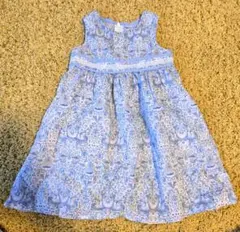 ハッカ　花柄ウサギ刺繍ノースリーブワンピース 100cm