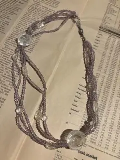 美品☆天然石ハンドメイドネックレス(アメジスト＆水晶バラ)