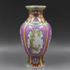 大清雍正蒔金琺瑯彩花鳥花口瓶 景徳鎮 陶磁器 装飾品 現代工芸品 美術品 置物
