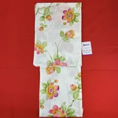 新品 浴衣 レディース 3461 花柄 白 緑 紅梅 ゆかた