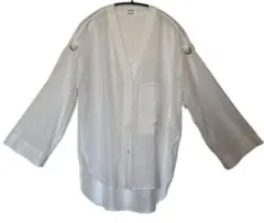 HELMUT LANG ノーカラーブラウス シャツ ロールアップスリーブのサムネイル