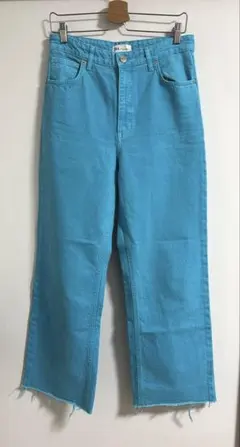 ZARA ハイライズ　ワイド　デニムパンツ　full length 38