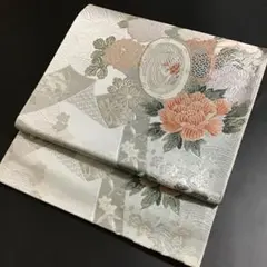 【kimono】袋帯　未使用　プラチナ箔　熨斗に鼓　振袖にも　正絹のサムネイル