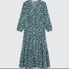 UNIQLO Vネック　フレアワンピース 花柄　S