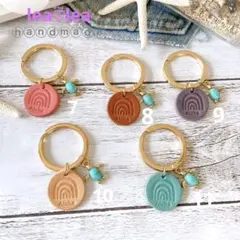 Hawaiianꕤ︎︎ᗩᒪOᕼᗩレインボーレザーꕤ︎︎ホヌ キーリング キーホルダー