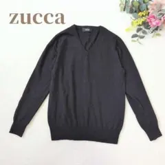 【ズッカ】レディース Vネック長袖ニット 薄手 シルク カシミヤ混 サイズMのサムネイル