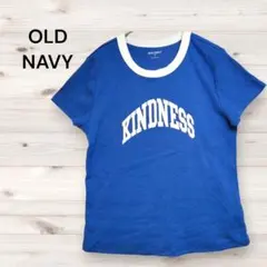 オールドネイビー OLD NAVY ロゴ リンガーＴシャツ 半袖 Ｌ 青 白のサムネイル