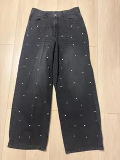 LAKOLE パール付き デニムパンツ ブラック Mのサムネイル