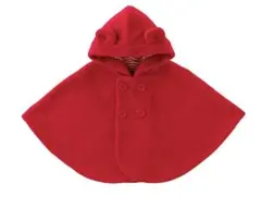美品【赤ちゃんの城】赤いベビーポンチョ 60-90cm