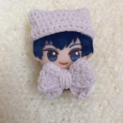 ぬい服　ネコ耳ニット帽 薄ピンク リボン ちびぐるみ