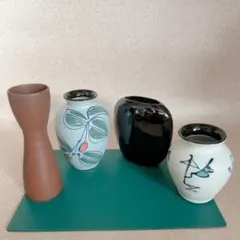 A７６９　花瓶 4点セット 花器 池坊　自由花 草月　フラワーベース 陶器