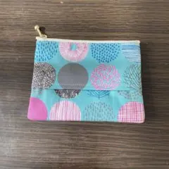 北欧サークル柄　ハンドメイド　ティッシュポーチ　ミント