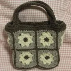 モチーフ編み　ハンドバッグ　ハンドメイド