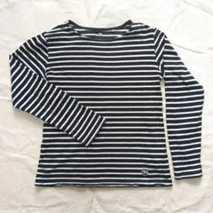 160cm女児長袖ボーダーTシャツ（紺×白）