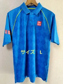 UNIQLO　錦織圭モデル テニス ポロシャツ（ダイヤモンドパターン　ブルー）のサムネイル