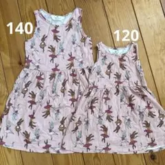 H&M ノースリーブワンピース 2点セット　バレリーナ　うさぎ　姉妹コーデ