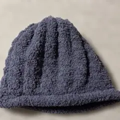 ニット素材 ダークグレー ビーニー帽子