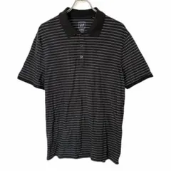 GAP ギャップ ポロシャツ 半袖 ボーダー ブラック Lサイズのサムネイル