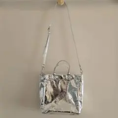 シルバー メタリック 2wayショルダーバッグ