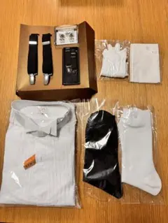 新郎小物セット　ベストブライダル　タキシードシャツセット2L