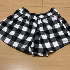 女の子用 160 ギンガムチェック キュロットスカート スカパン 黒白