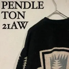 PENDLETON 21AW ネイティブ柄 Vネック ニットカーディガン 黒
