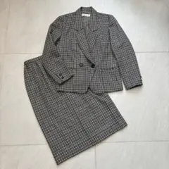 千鳥格子 セットアップ ウール100% ジャケット スカート クラシカル レトロ