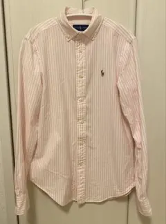 美品☆RALPH LAUREN ポニー刺繍 ストライプシャツ　現行黄色タグ
