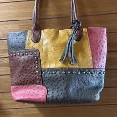最終値下げ価格！！パッチワーク ハンドバッグ スタッズ付き