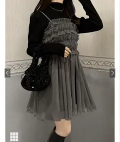 フリルチュールメニットミニワンピースセットアップ [tu1030]