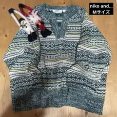 我が家の冬物大SALE【niko and ... 】緑ストライプニットM
