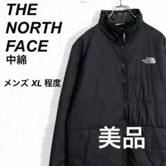 美品 ノースフェイス 中綿ジャケット キルティングジャケット 刺繍ロゴ 黒XL