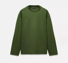 ZARA ロングスリーブTシャツ　S オリーブ　ロンT スウェット