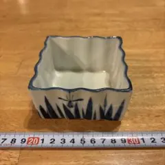 染付 蜻蛉 草文 四方小鉢 角鉢 宝仙窯 和食器 小鉢 向付 骨董 레트로