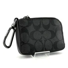 ♦️美品 COACH コインケース キーリング付き シグネチャー ブラック