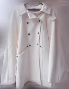 axes femme アクシーズ ダブルボタンケープコート 白