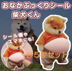 おなか ぷにぷに シール 5枚 柴犬 3D 立体 ステッカー ぷっくりお腹