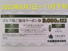 軽井沢高原ゴルフ倶楽部 優待券 2025年