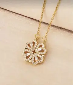 クローバーハートジルコン CZダイヤリネックレス2wayステンレススチール箱付き