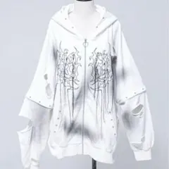レフレム REFLEMスタッズ うさ耳 ZIP パーカー スタッズ付き ホワイト