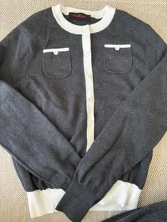 CABaN コットンカシミヤ バイカラークルーネックカーディガン