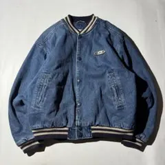 90s B.U.M denim bomber varsity jacket